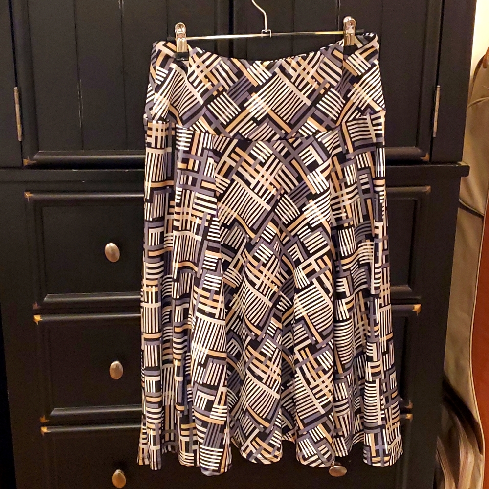 Ashley Blue Elastic Waist Pattern Skirt